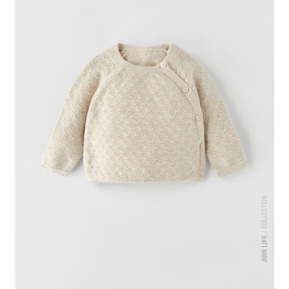 Zara button wrap knitted sweater gray baby